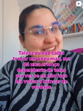 Publicação do Instagram sobre fazer uma criança dependente de telas voltar a brincar de verdade